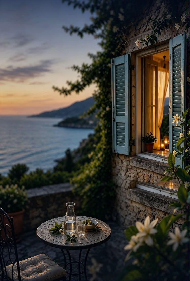 Beachfront holiday home at sunset